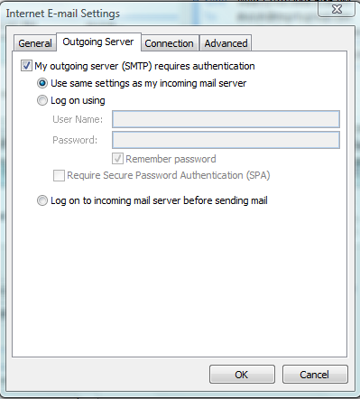 Outlook Outgoing Server Settings