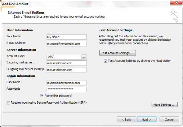 dreamhost email settings